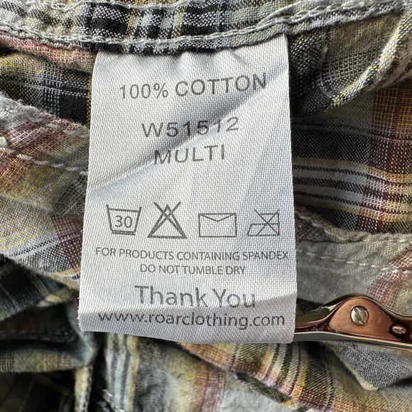 Roar Shirt Men XXL 2XL Multicolor Plaid Long Sleeve Button Up Embroidered Cross* - Picture 16 of 16